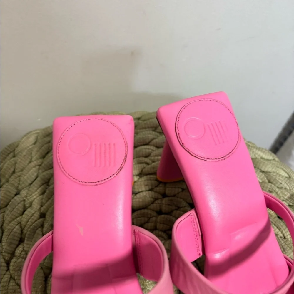 ONCEPT Monaco Prism Pink Leather Toe Loop Stappy Heel Sandals Size 8